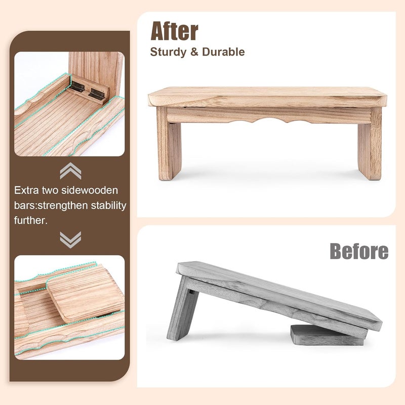 Elfzone Wooden Step Stool - 9'' One Step Stool for Adults, Wooden Beside Step, Heavy Duty/Portable/Nonslip/Durable Construction Safe Step for Bedroom/Kitchen (Light Wood) - Image 5